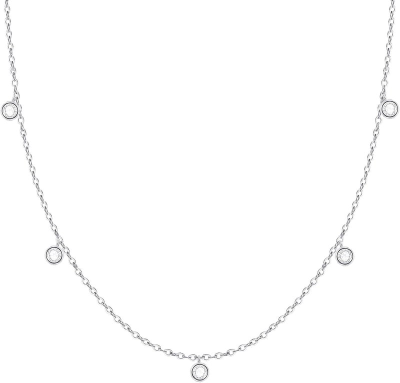 FUNEIA Dainty Silver Gold Necklaces for Women Trendy Non Tarnish 14K Gold Plated Cubic Zirconia Necklace Layered Cute Butterfly Heart Station Choker Necklace Stack for Wedding Prom Brides Jewelry - Image 1